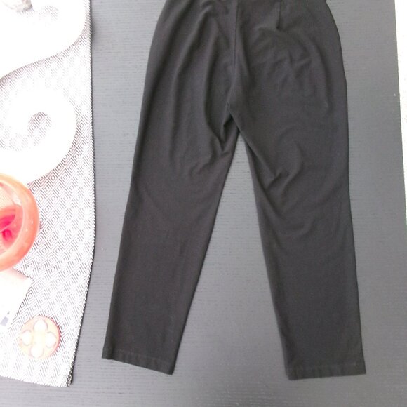 Eileen Fisher Jet Black Pull On Relaxed Straight Leg Stretchy Pants SP MP S / M - Picture 6 of 7